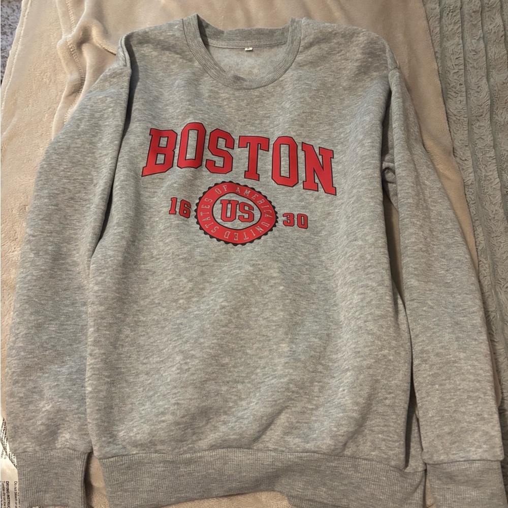 Gray Boston Crewneck Sweater